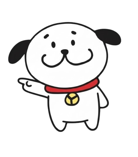 Mascot dog pointing left